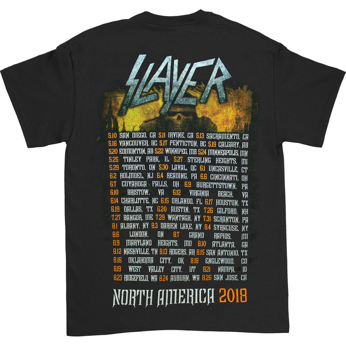 Slayer Slaytanic Grave Digger 2018 N.A. Tour Tee T-shirt Back