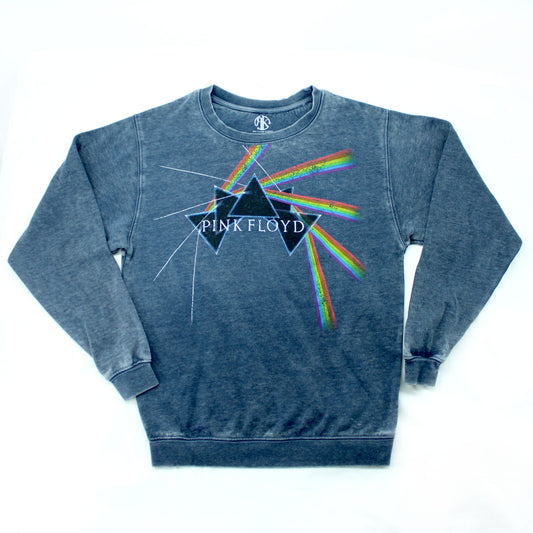 Pink Floyd Vintage Distressed Prisms Collage Surrounding Logo Sweatshirt Front