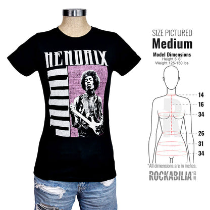 Vintage Pink Boxed Sepia Tone Jimi Hendrix Photo With Vertical Logo Junior Top