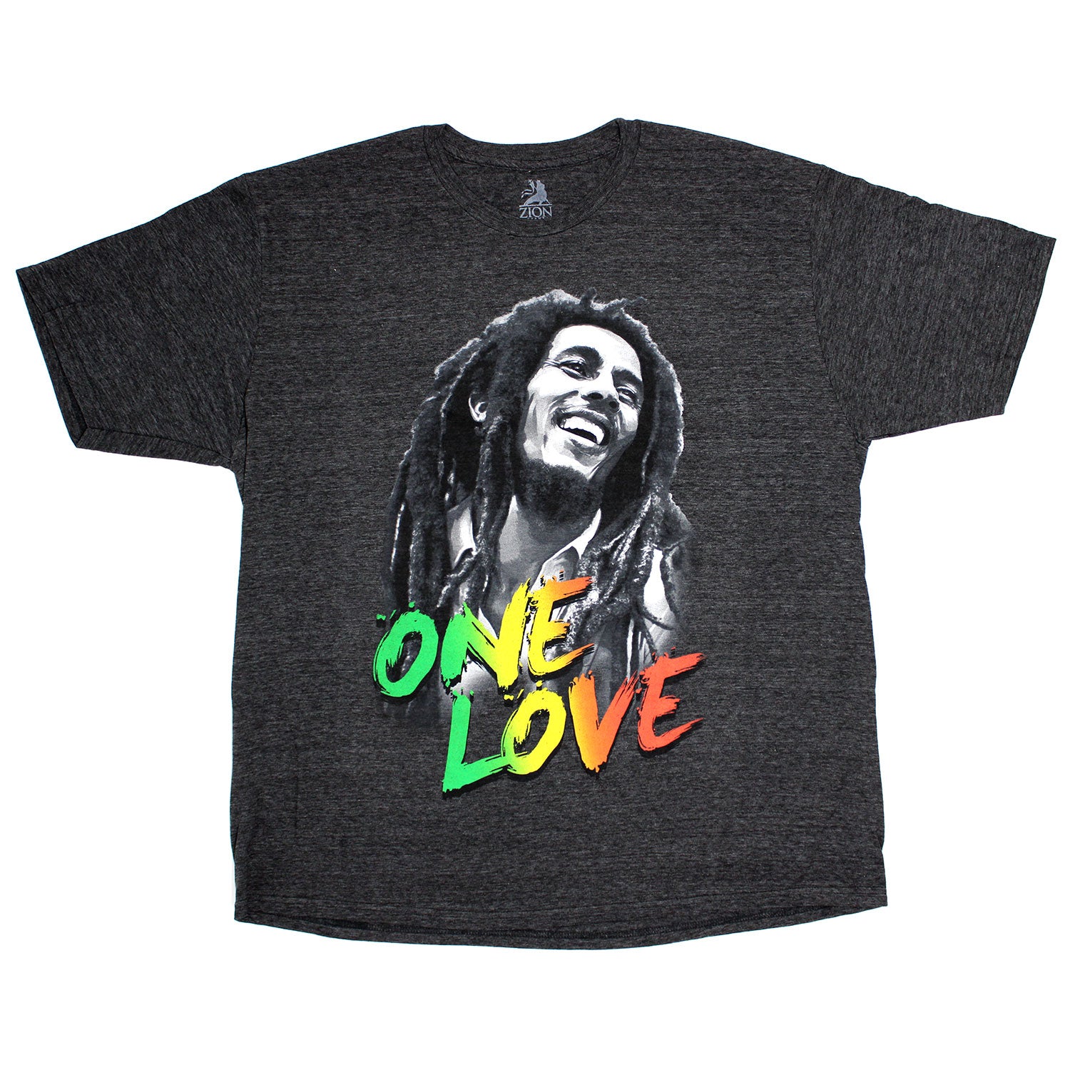 Bob Marley One Love on Dark Heather Gray T-shirt Front