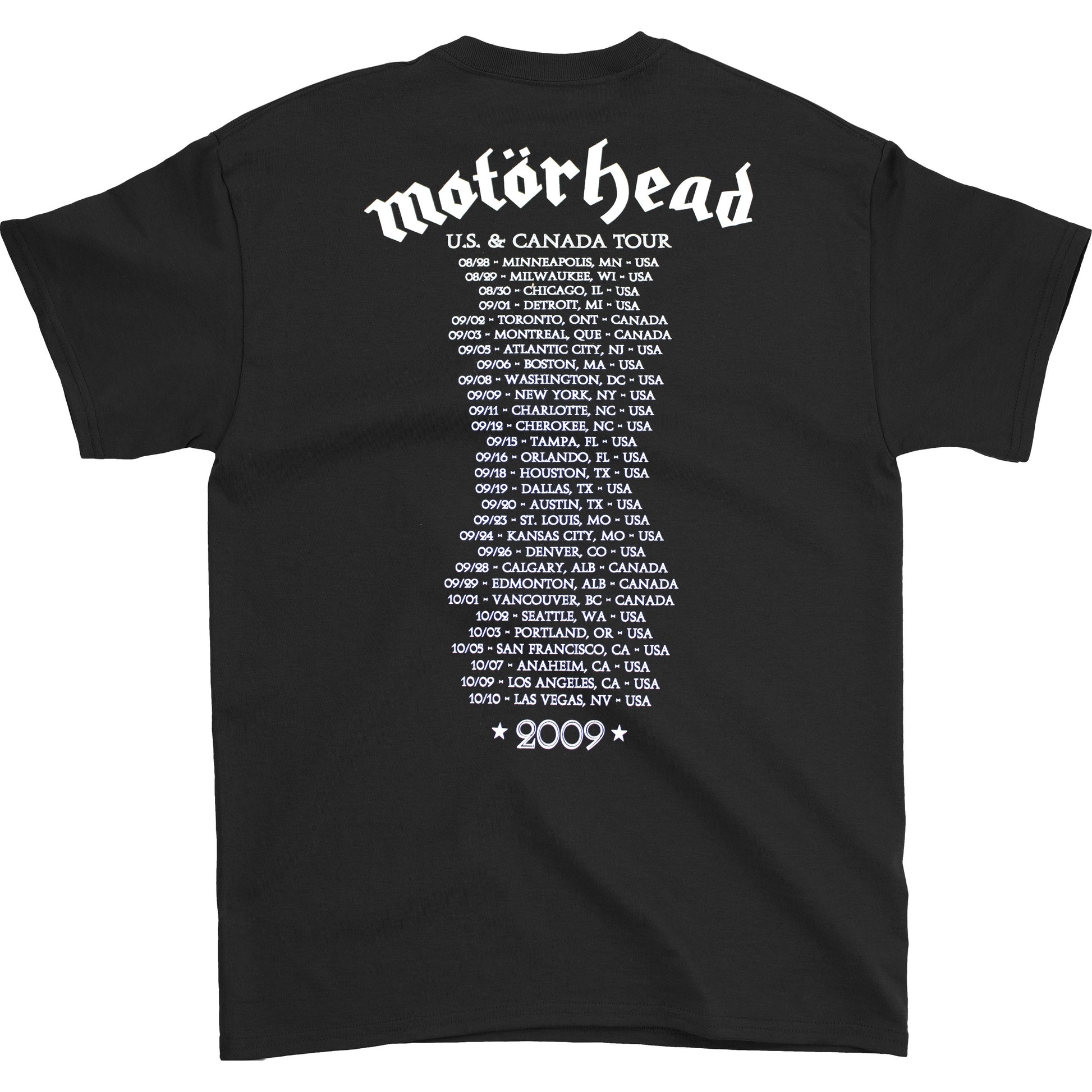 Motorhead Winged Bolt 09 Tour Tee T-shirt Back