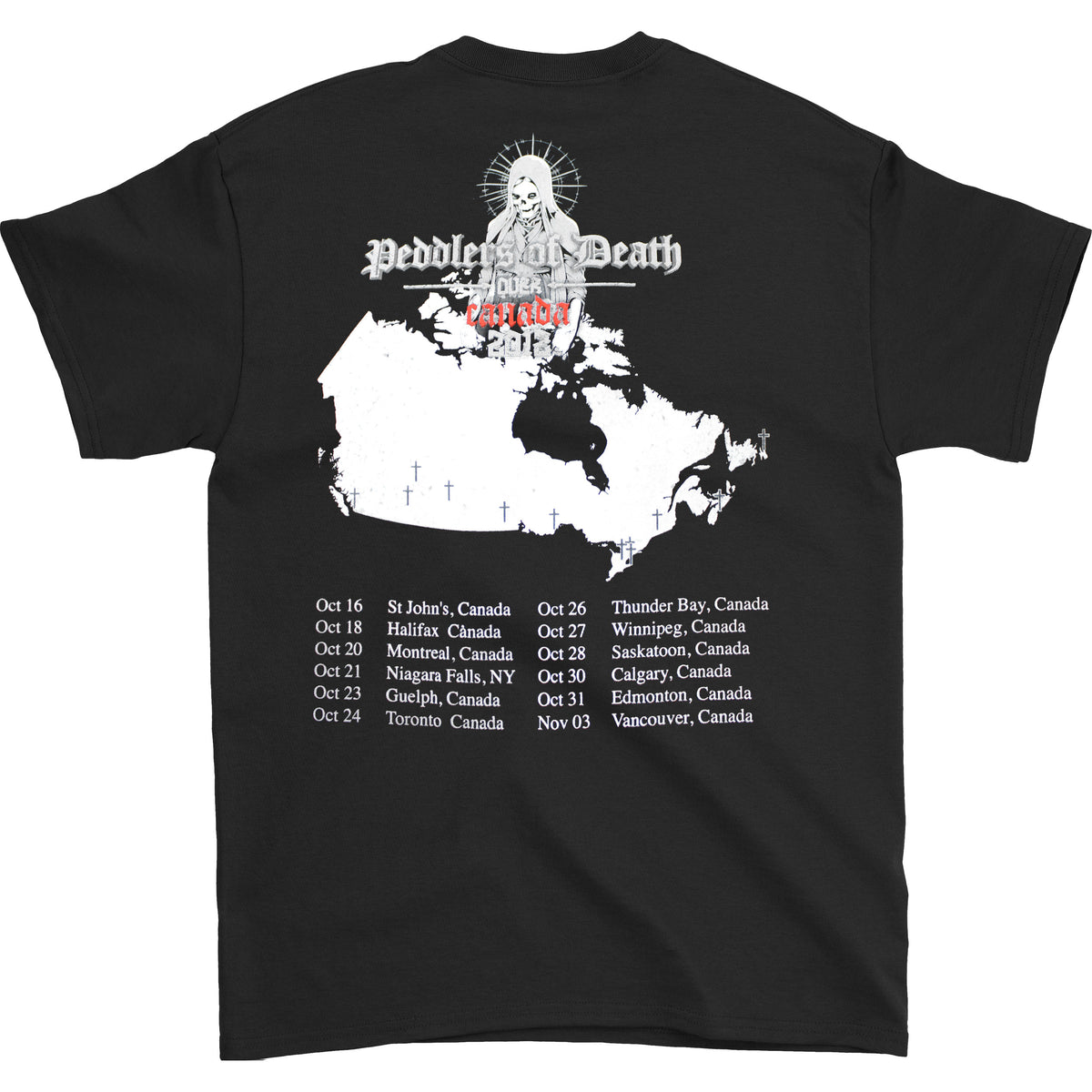 Black Label Society Peddlers Of Death Over Canada 2012 T-shirt Back
