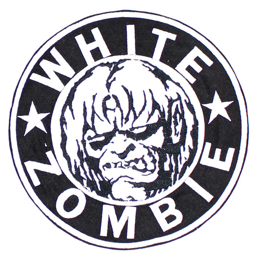 Round Black & White Zombie Logo Back Patch Front