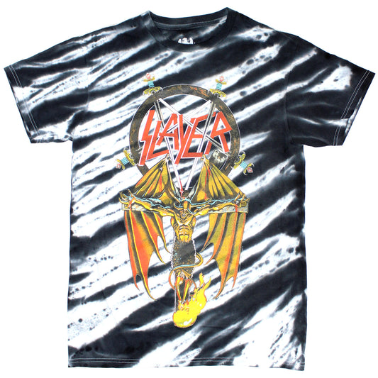 Crucified Winged Devil Under Swords Pentagram Logo Tie Dye T-shirt