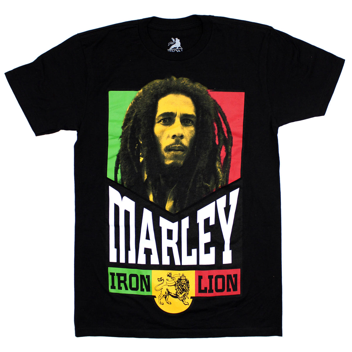 Bob Marley Tri Color Iron Lion Tee T-shirt Front