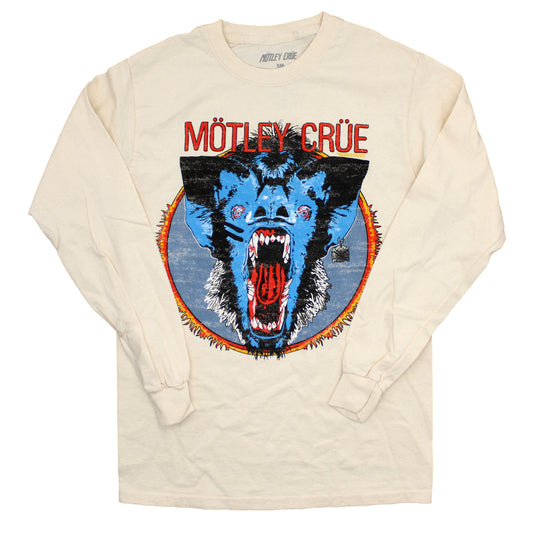 Motley Crue Vintage Distressed Bat Circle Logo Long Sleeve