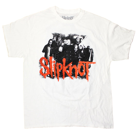 Slipknot Vintage Black & White Photo Above Red Logo Vintage T-shirt