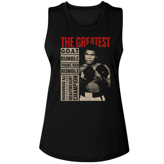 Muhammad Ali The Greatest Boxes Womens Tank Front