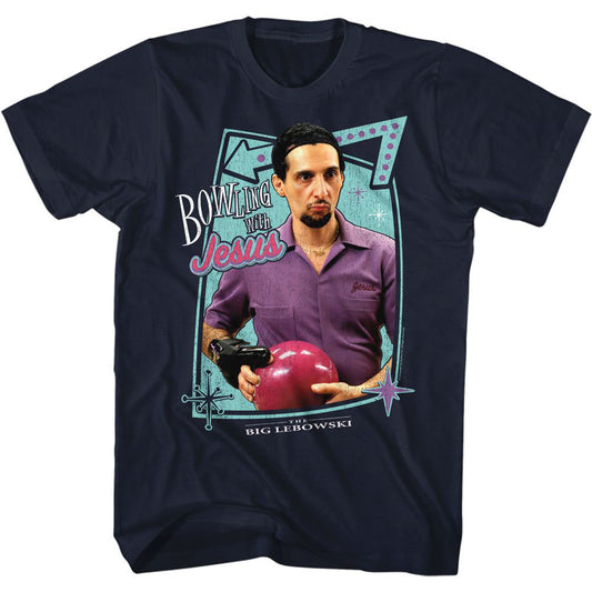 Big Lebowski Bowling With Jesus T-shirt Front