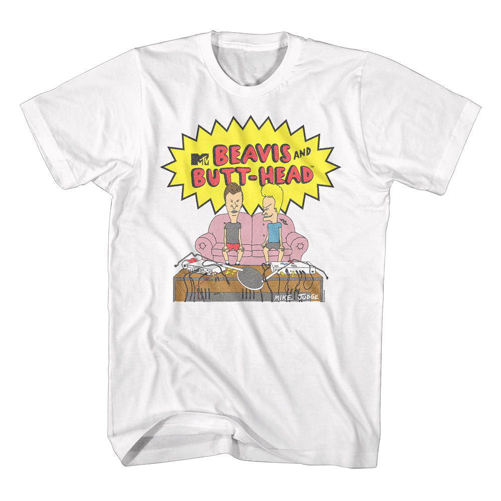 Beavis And Butthead Watching Tv T-shirt Front