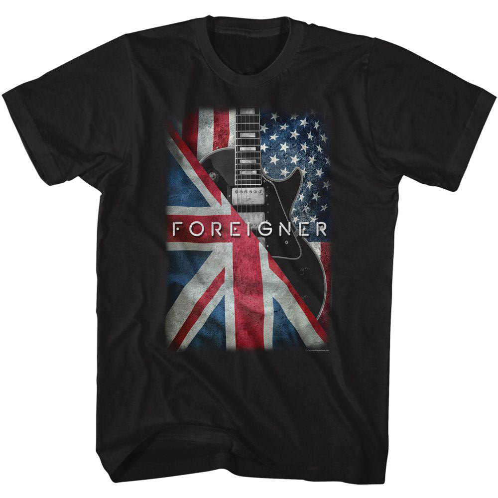 Foreigner Flags And Guitar T-shirt Front