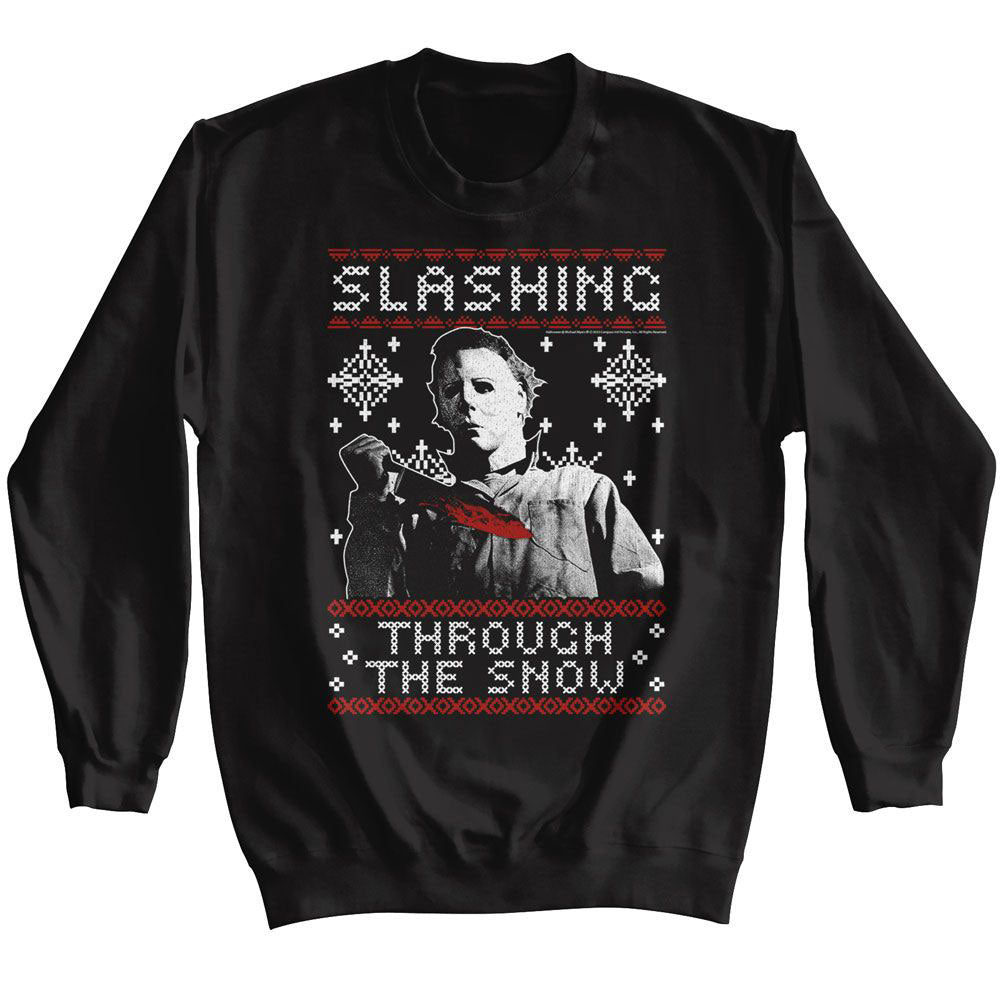 Halloween Slashing Thru The Snow Sweatshirt Front