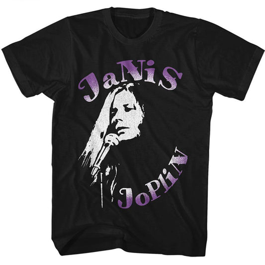 Janis Joplin Janis On The Mic T-shirt Front
