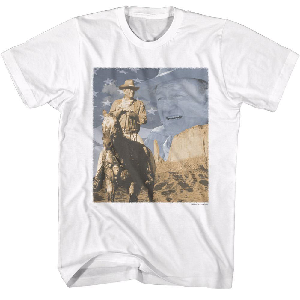 John Wayne-flag And Horse T-shirt Front