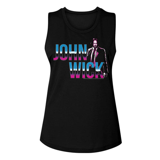 John Wick Neon Chrome Logo Womens Tank Front