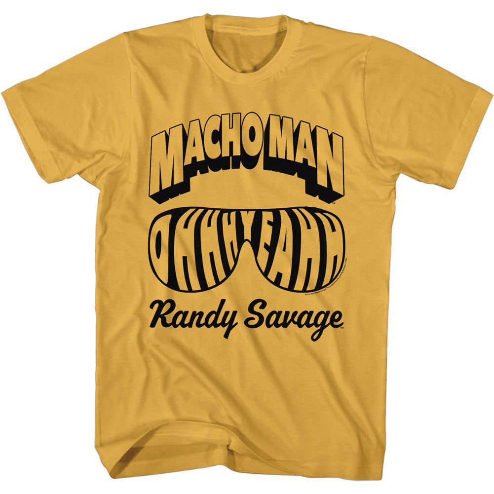 Macho Man Name And Glasses T-shirt Front