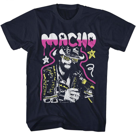 Macho Man Graffiti Distressed T-shirt Front