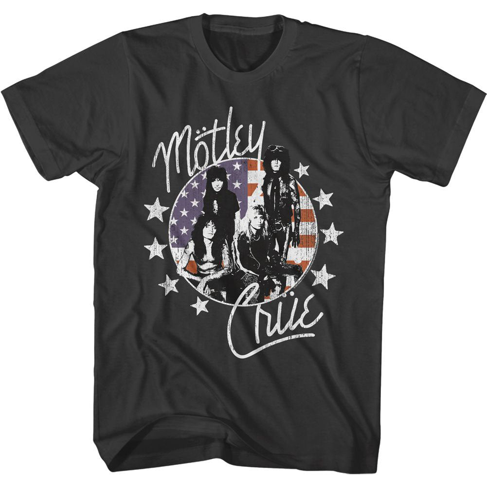 Motley Crue American Flag And Stars T-shirt Front