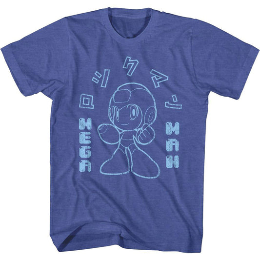 Mega Man Japanese Text T-shirt Front