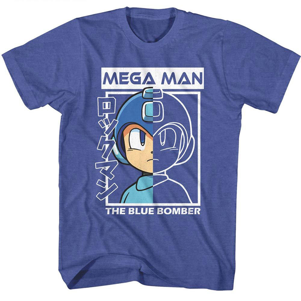 Mega Man Half Color Half Outline T-shirt Front
