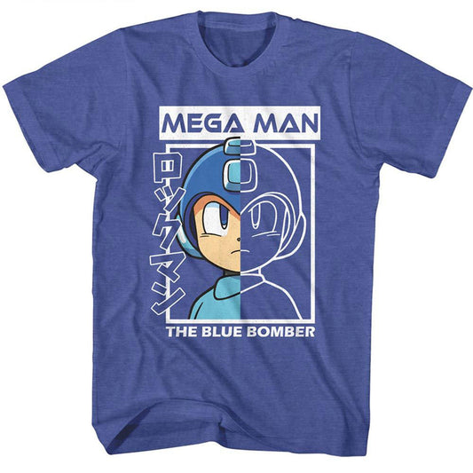 Mega Man Half Color Half Outline T-shirt Front