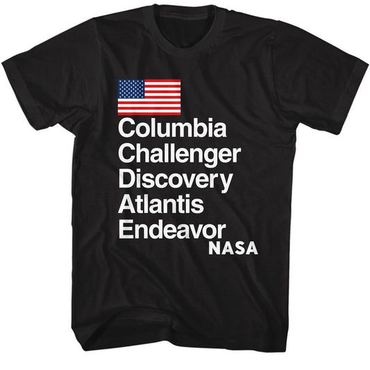 NASA Nasa Shuttle Names T-shirt Front