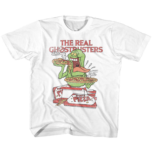 Ghostbusters Slimer And Pizza Kids Childrens T-shirt Front