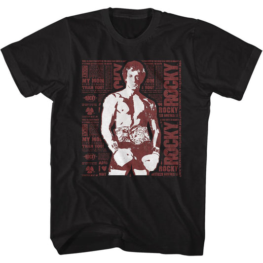 Rocky Newspaper Print T-shirt Front