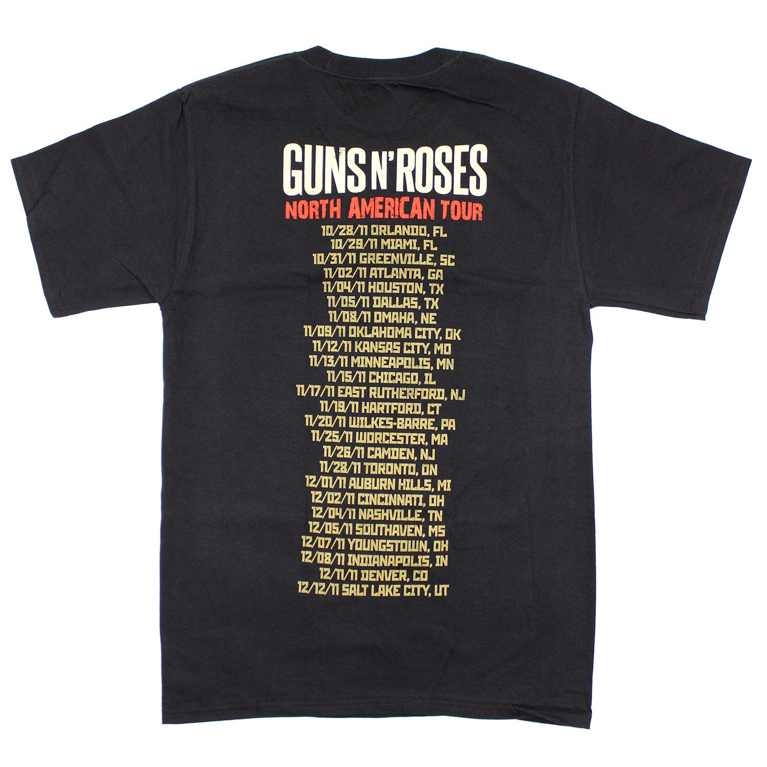 Guns N Roses Propaganda Tour 2011 T-shirt Back