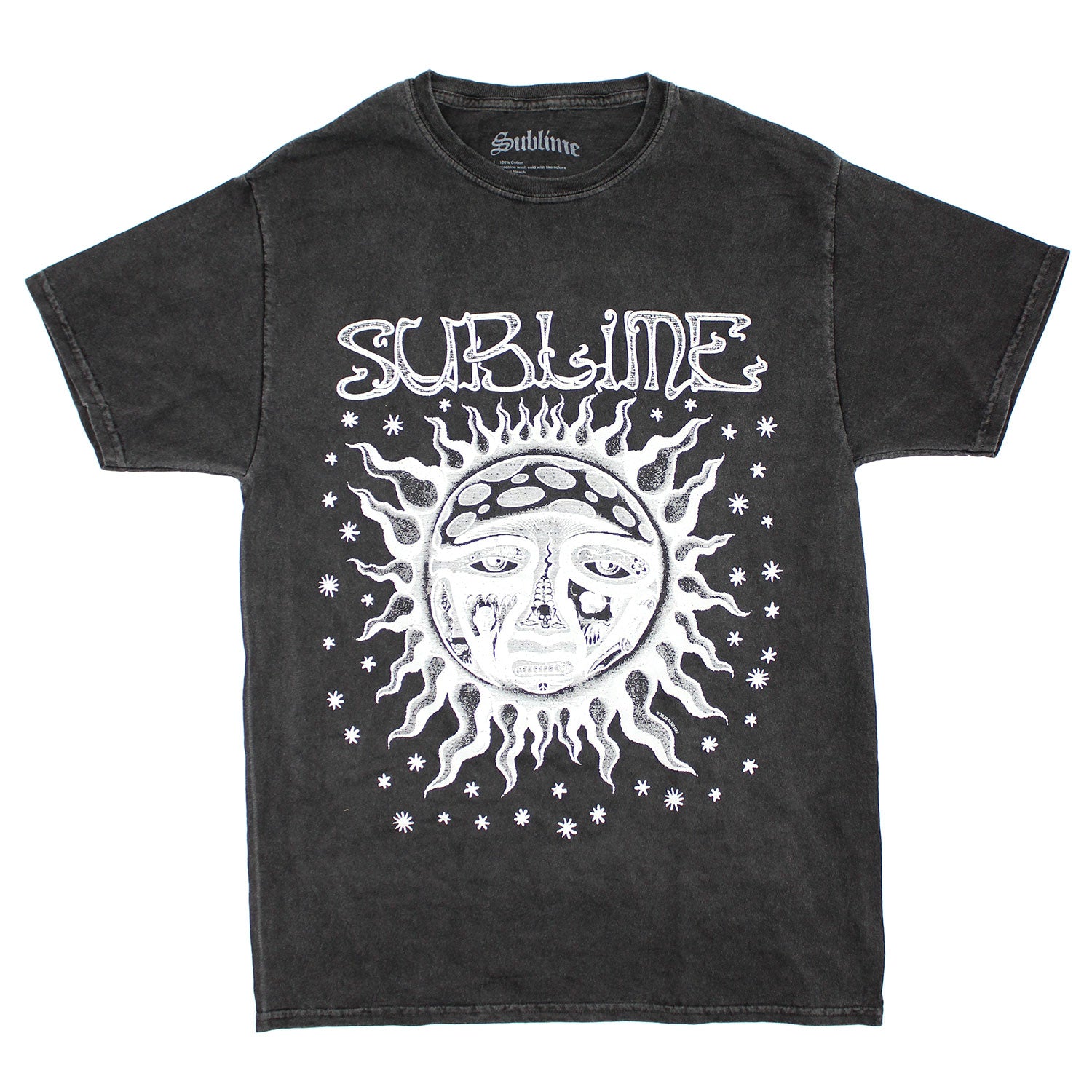 Vintage Grey & White Sun & Stars Logo Vintage T-shirt