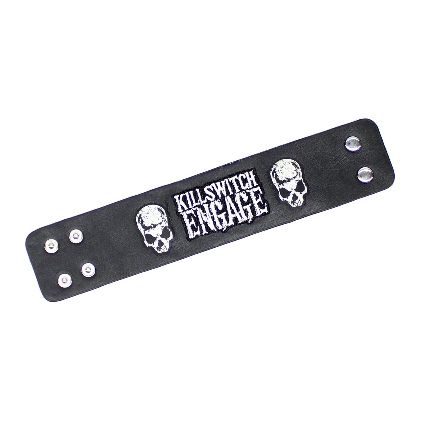 Killswitch Engage Embroidered Logo Between Skulls Wristband Front