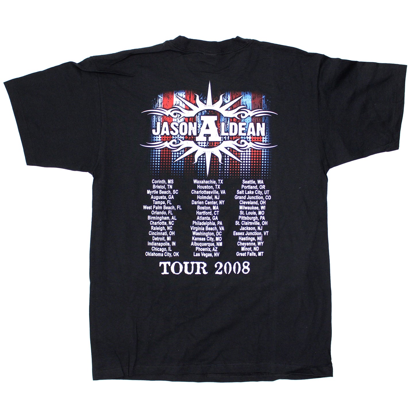 Jason Aldean Standing Photo 2008 Tour Tee (Corinth - Great Falls) T-shirt Back