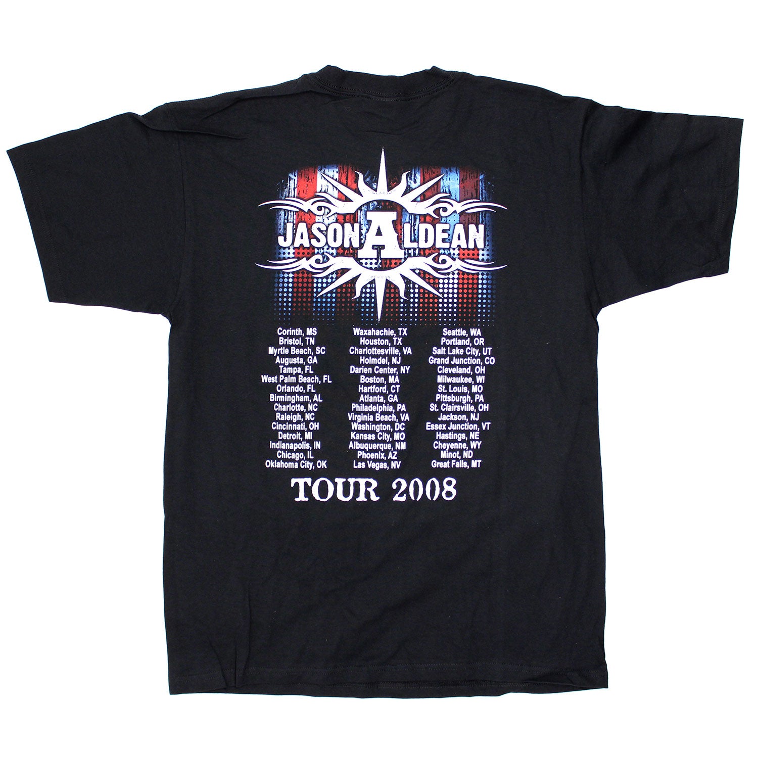 Jason Aldean Standing Photo 2008 Tour Tee (Corinth - Great Falls) T-shirt Back