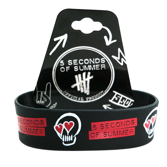 5 Seconds Of Summer Repeat Skull Rubber Bracelet Front