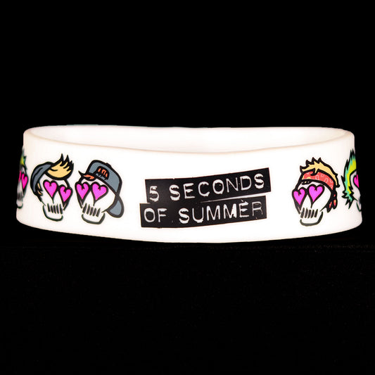 5 Seconds Of Summer Heart Eyes Rubber Bracelet Front