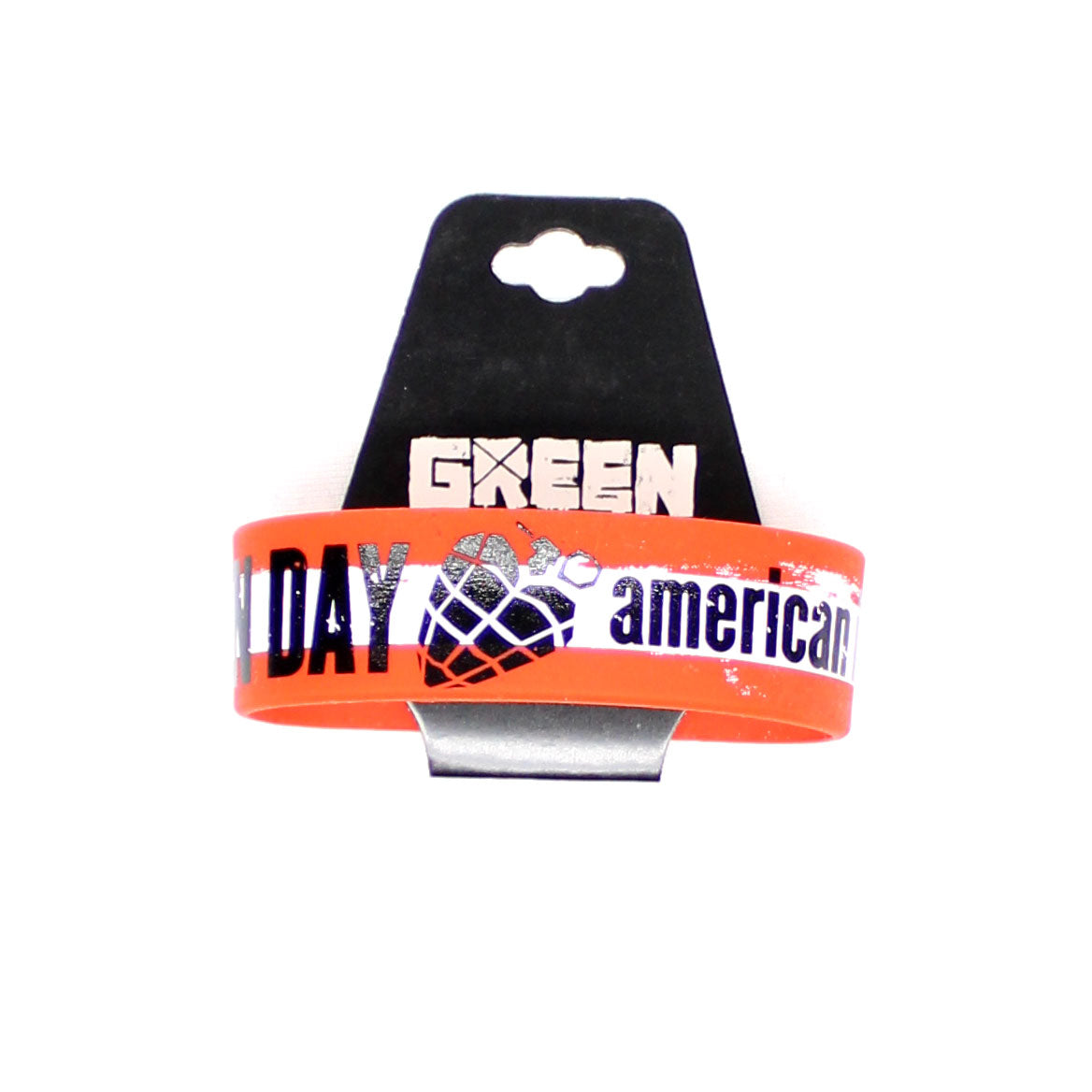 Green Day Red Stripe Rubber Bracelet Front