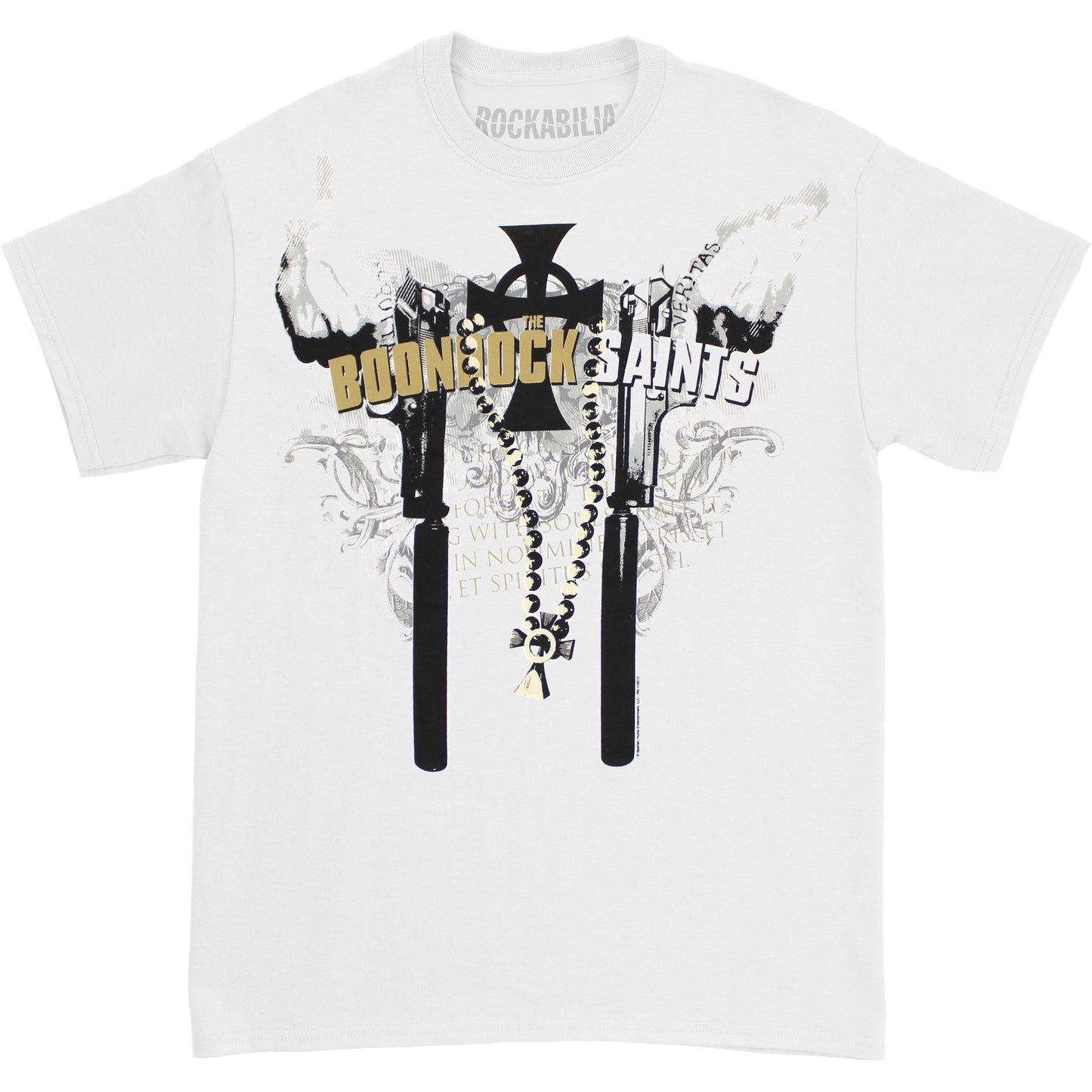Boondock Saints Cross On Chain White Tee T-shirt Front