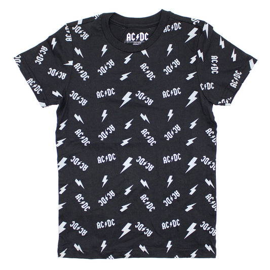 AC/DC Allover Print Logos & Lightning Bolts T-shirt Front