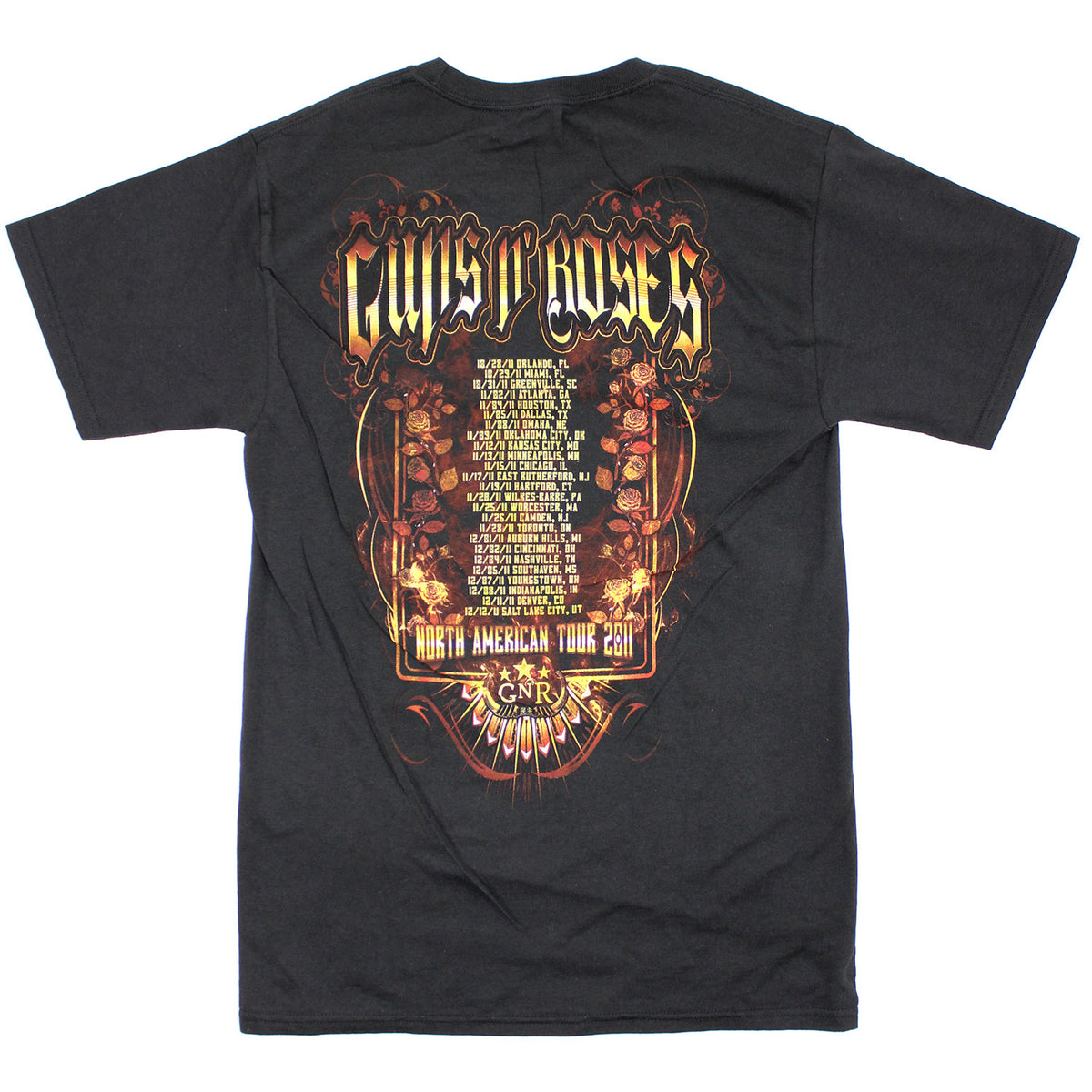 Guns N Roses Skulls With Eagle Wings & GN'R Logo T-shirt Back