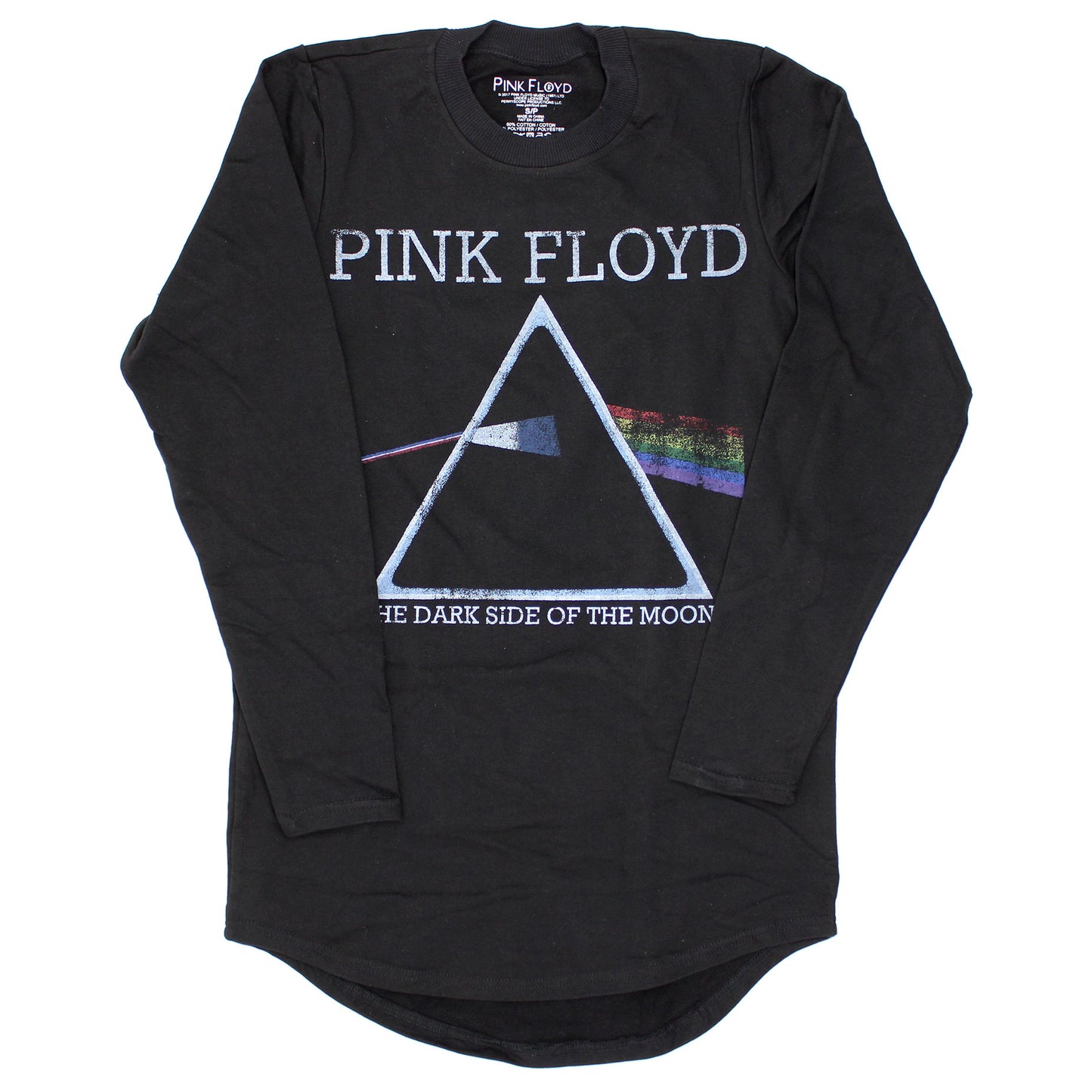Pink Floyd Distressed Rainbow Terry Long Sleeve Tunic Long Sleeve Front
