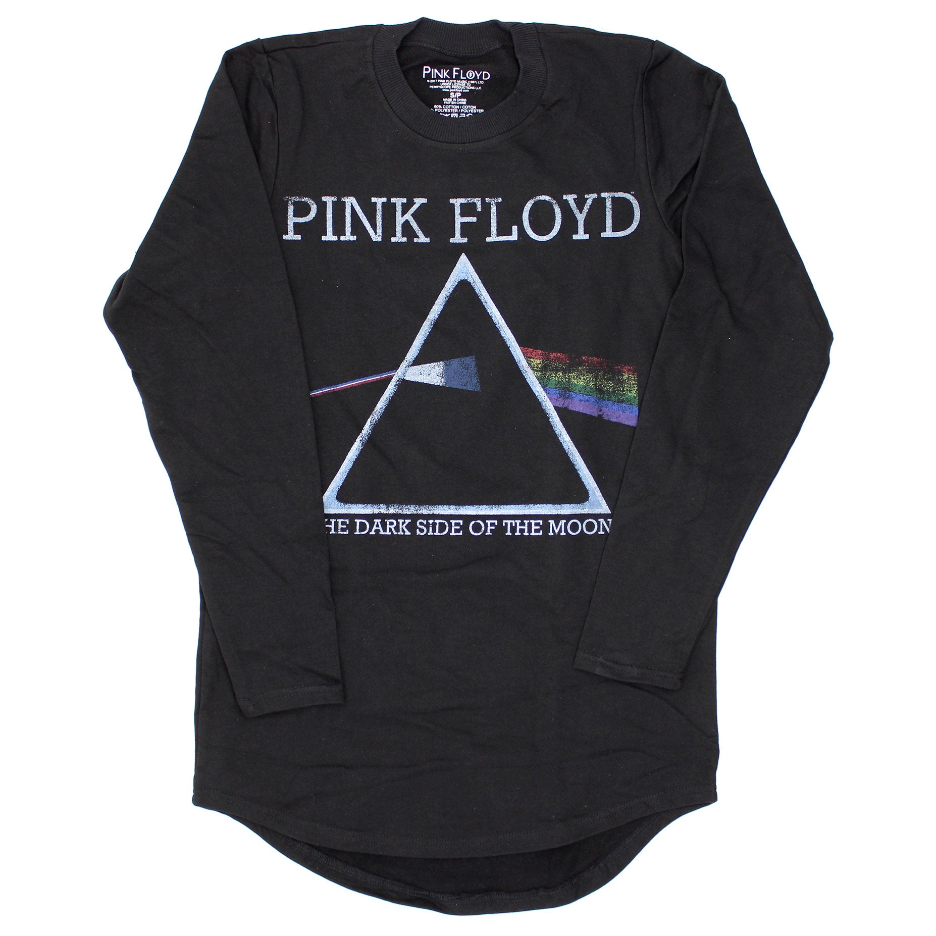 Pink Floyd Distressed Rainbow Terry Long Sleeve Tunic Long Sleeve Front