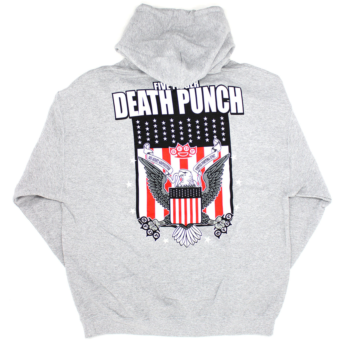 Five Finger Death Punch Qui Audet Adipiscitur Fortes Fortuna Iuvat Hooded Sweatshirt Back