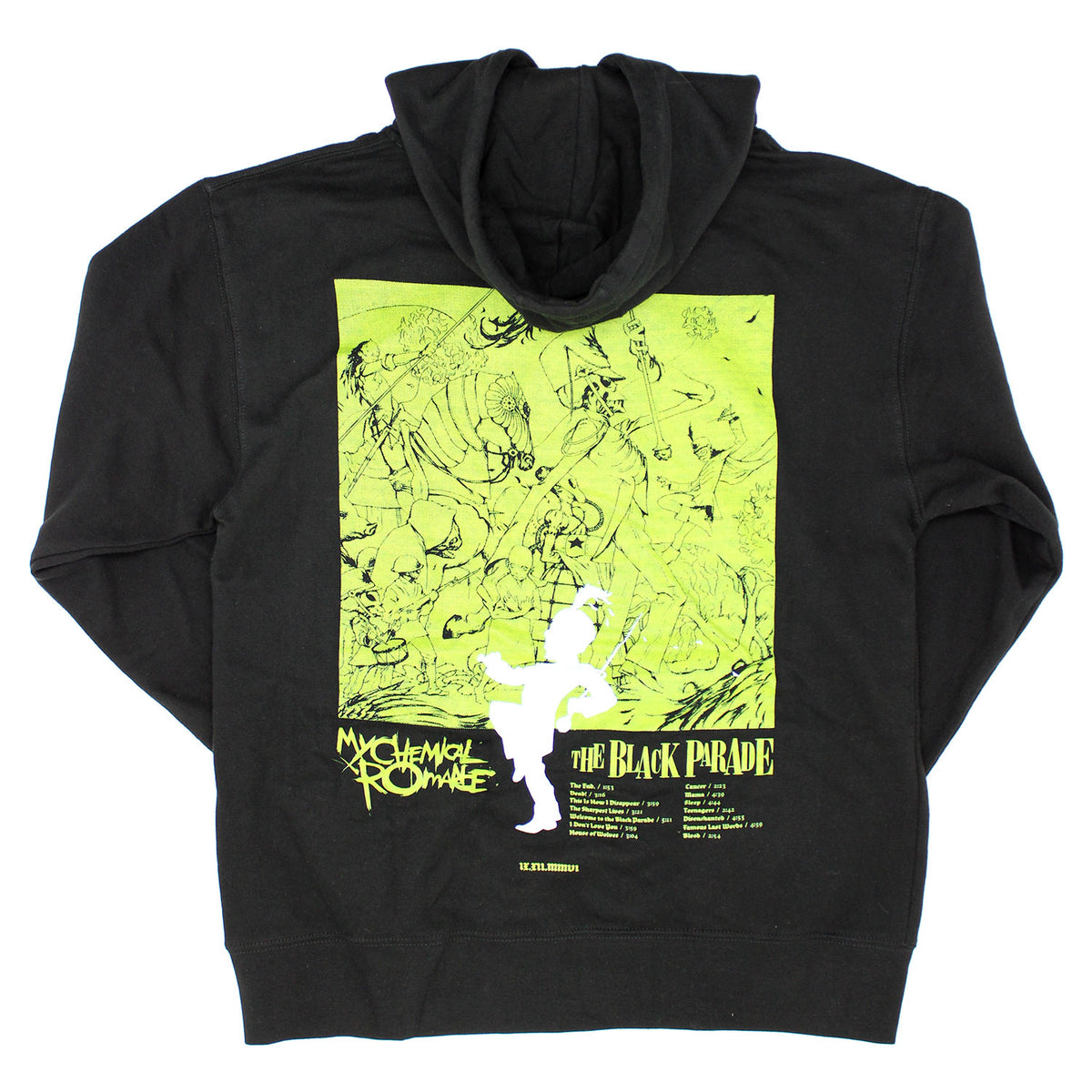 My Chemical Romance Track List Parade Pull Over Hooded Fleece Hooded Sweatshirt Back