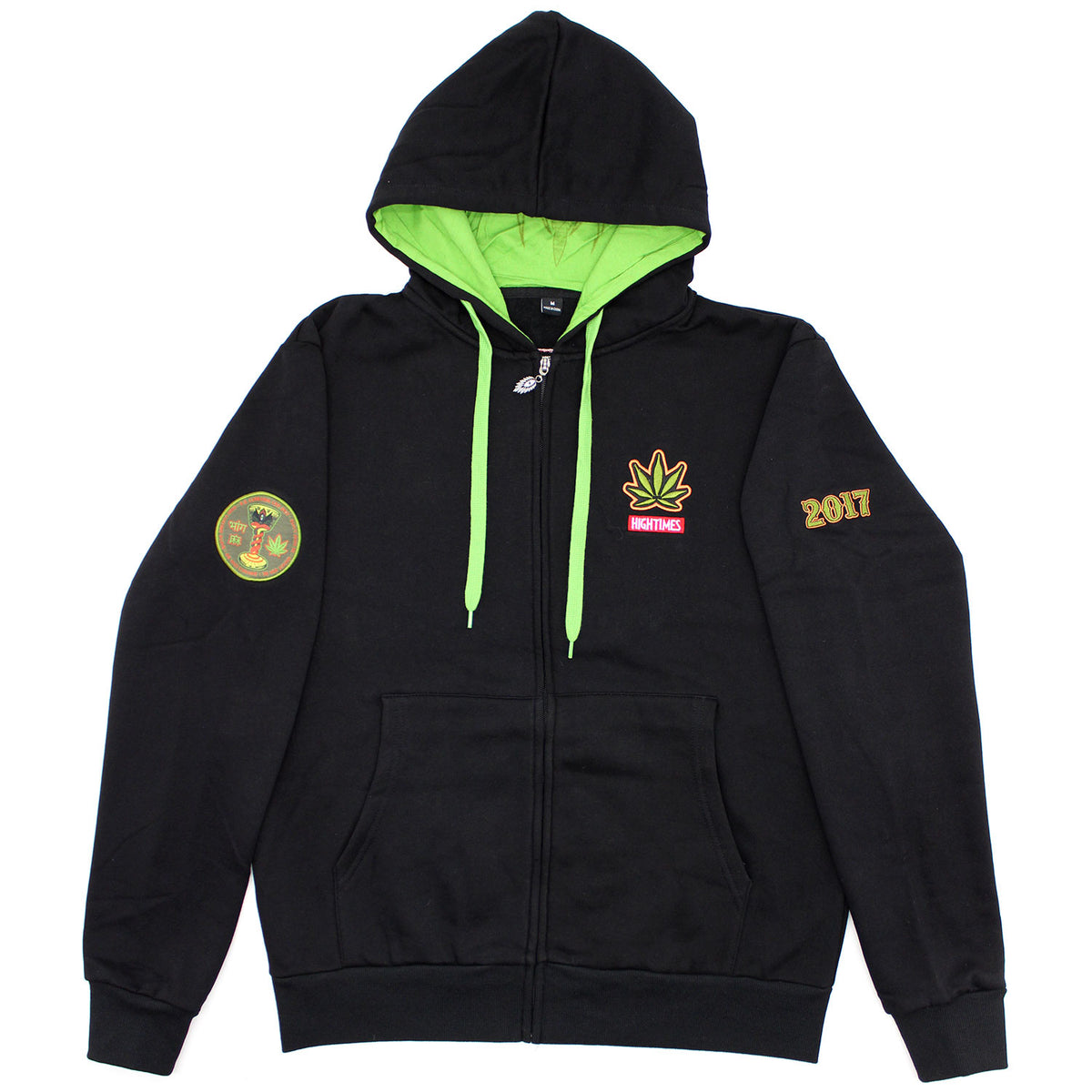 High Times Cannabis Cup Harvest Cut & Sew Embr. Zip Up Hooded Fleece Zippered Hooded Sweatshirt Front