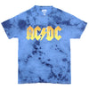 Vintage Distressed Shiny Logo On Blue Tie Dye T-shirt