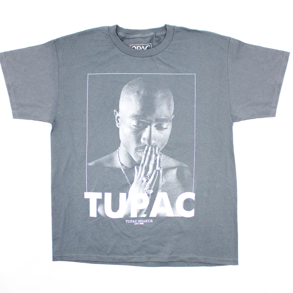 Tupac Praying Grey T-shirt Front