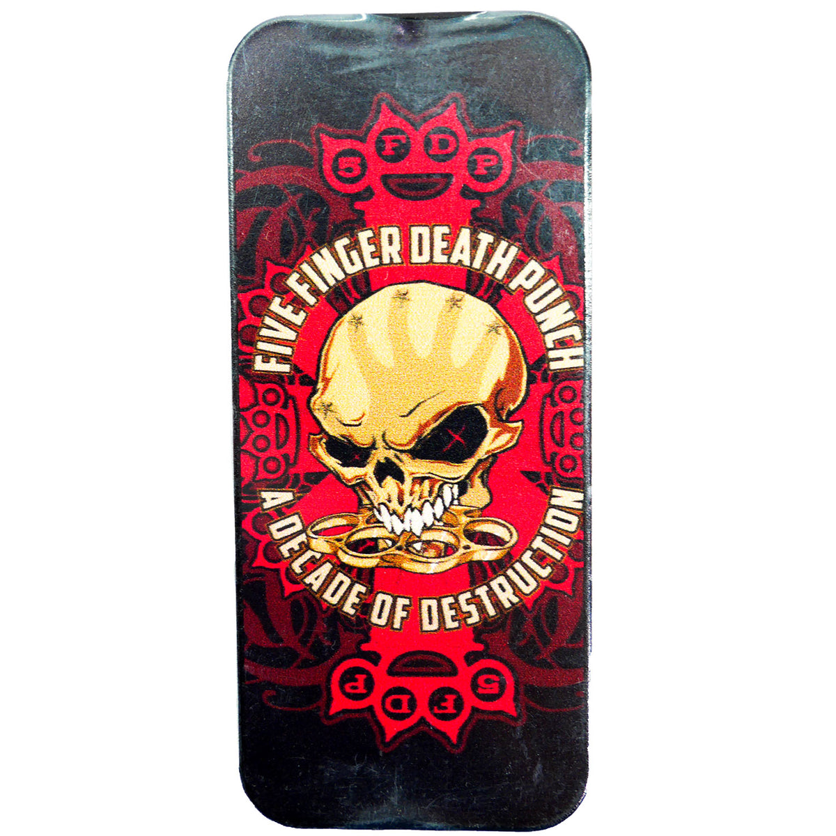 Five Finger Death Punch Guitar Pick Tin With Guitar Picks by Dunlop Guitar Pick Front
