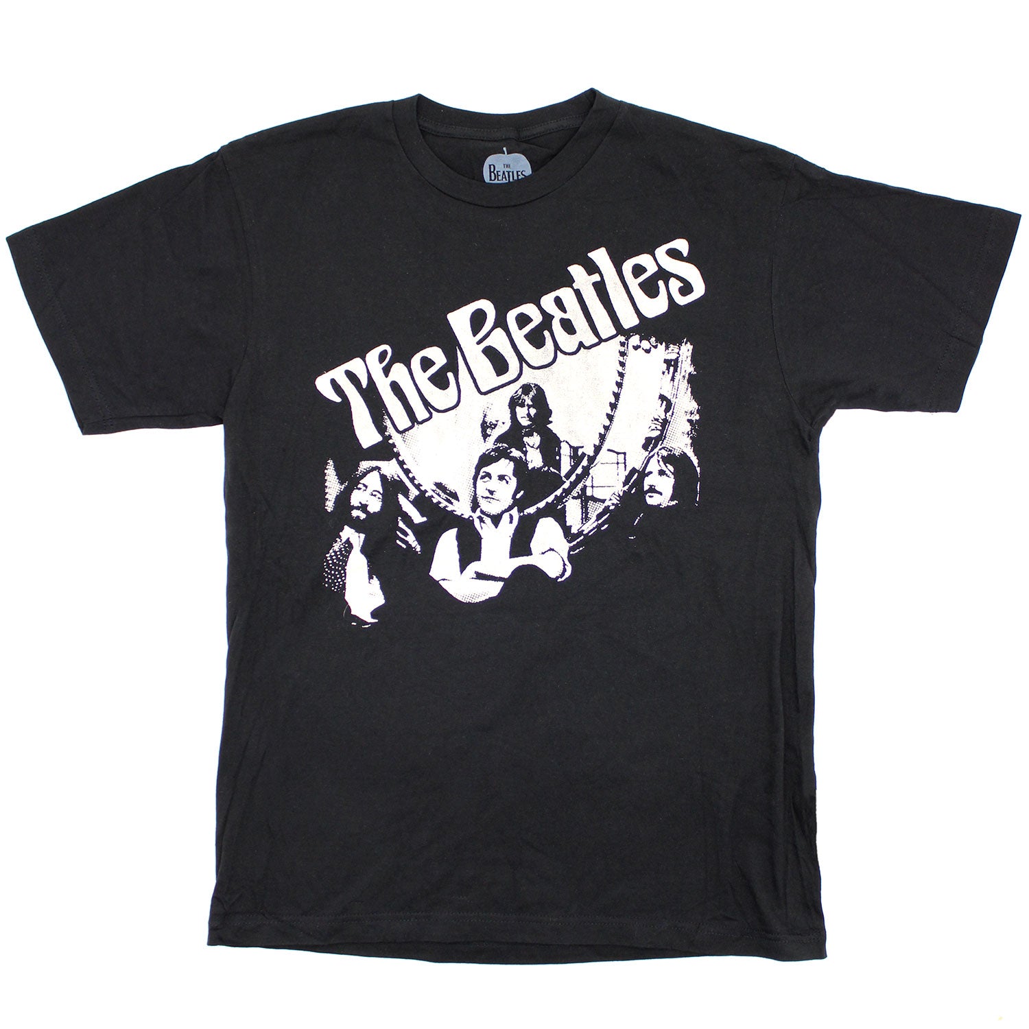 Beatles Vintage Distressed Taupe Logo & Photo T-shirt