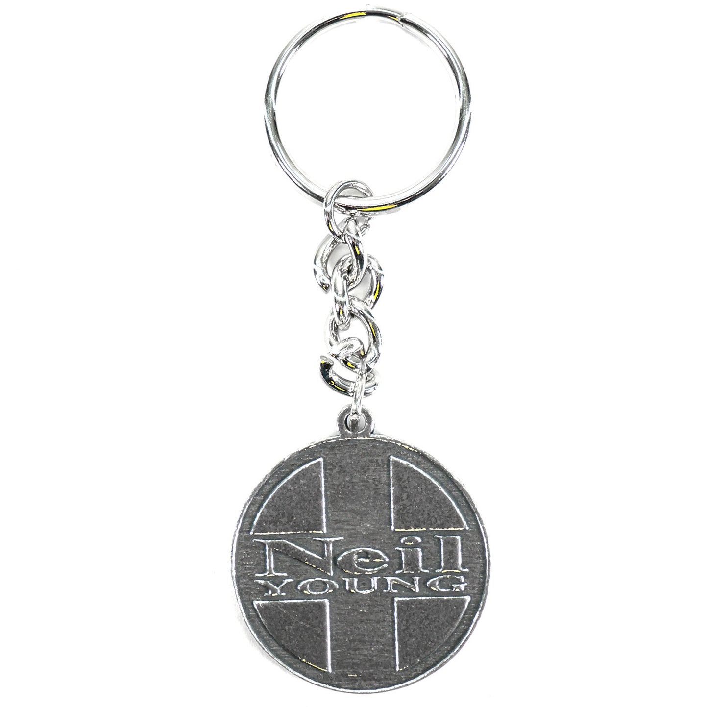 Neil Young Round Logo Metal Key Chain Front