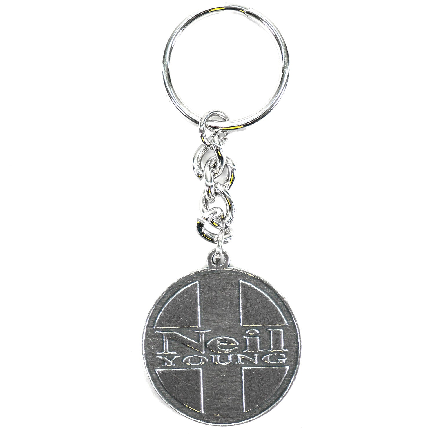 Neil Young Round Logo Metal Key Chain Front